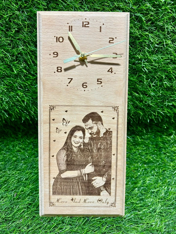 Wooden Engraving Clock 12x5 Inches  - 12x5
