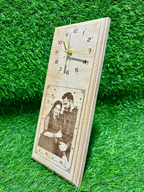 Wooden Engraving Clock 12x5 Inches  - 12x5