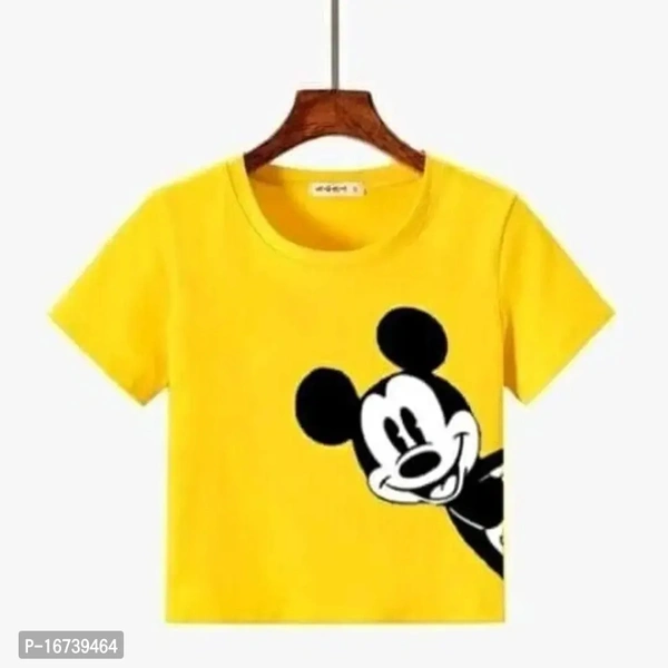 Printed Short Sleeve Round Neck Crop T Shirt For Women And Girls  - XL, Stiletto