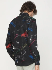 HIGHLANDER Men Black & Blue Abstract Printed Slim Fit Casual Shirt  - 42
