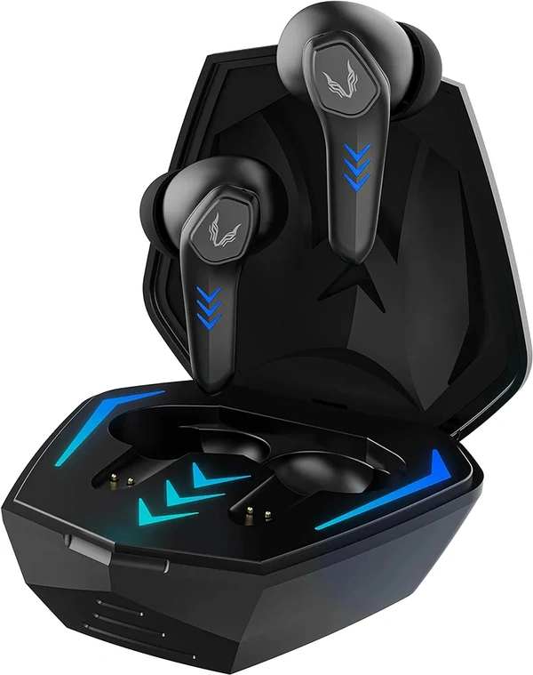 TAGG Rogue 100Gt Bluetooth Truly Wireless Gaming in Ear Earbuds with 50Ms Low Latency for Better Gaming 20Hrs Playtime with Mic with Enc for Best Calling Made for Comfort Gaming (Black) - Blue