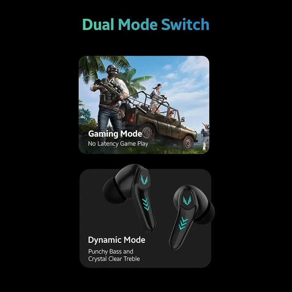 TAGG Rogue 100Gt Bluetooth Truly Wireless Gaming in Ear Earbuds with 50Ms Low Latency for Better Gaming 20Hrs Playtime with Mic with Enc for Best Calling Made for Comfort Gaming (Black) - Blue