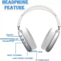 Apple  P9 Gaming Wireless Ear Headphone Colourful Bt Macron Pods Max  - Black
