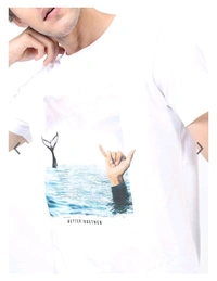 HIGHLANDER  Men Printed Slim Fit T Shirt  - White, S M L XL