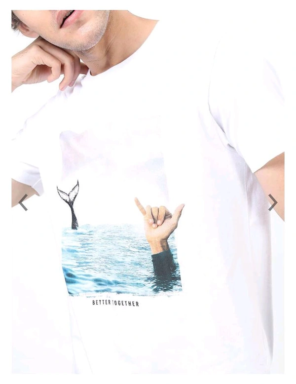 HIGHLANDER  Men Printed Slim Fit T Shirt  - White, S M L XL