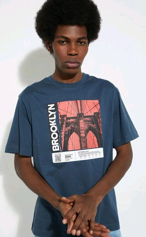 Max Urb_n Graphic Printed Cotton Oversized T Shirt  - S