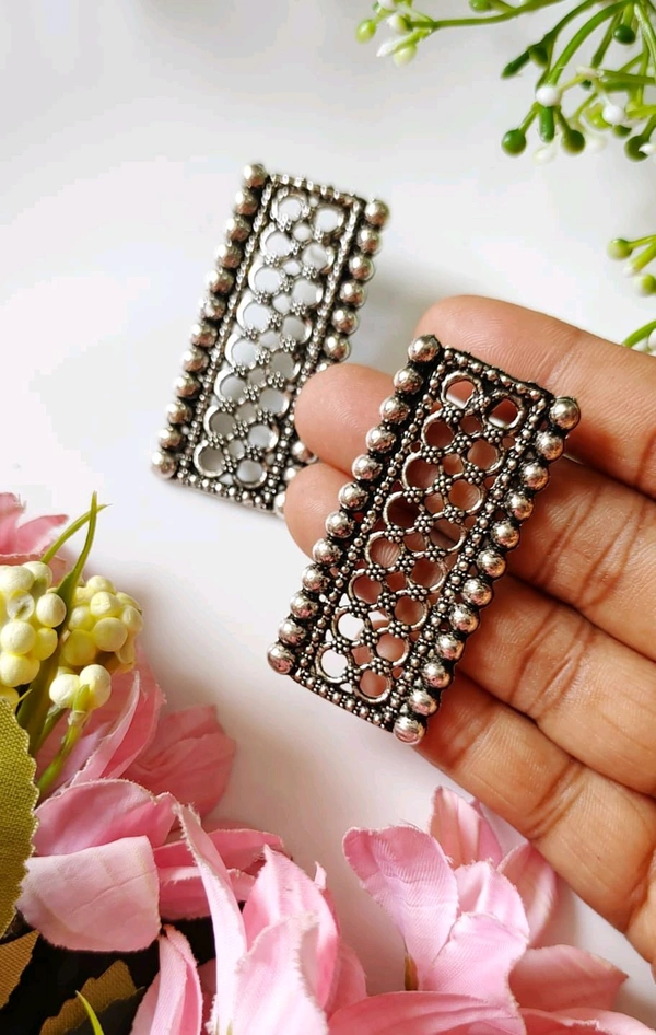 Antique Silver Oxidised Studs