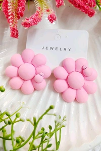 Unique Matte Flower With Bee Studs - Green
