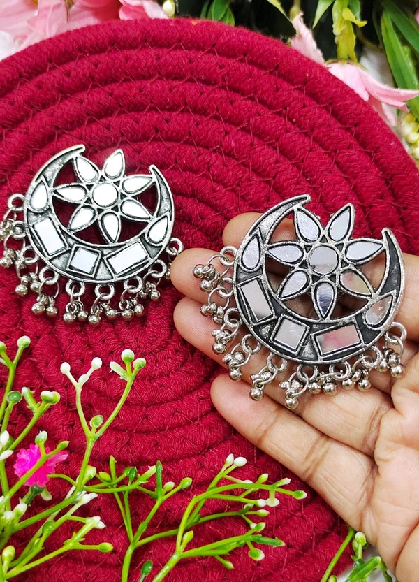 Gorgeous Mirror Chandbali Studs 
