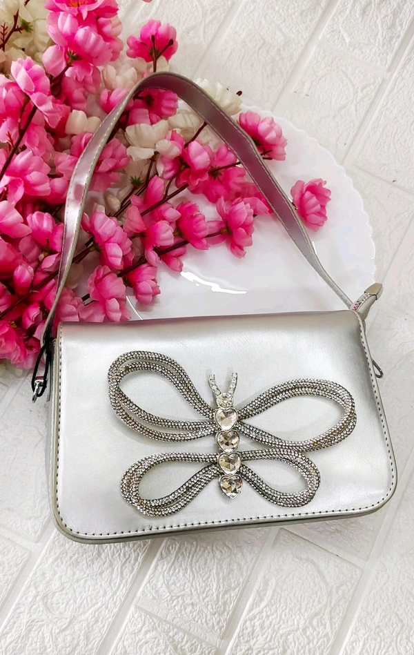 Stylish Party Butterfly Luxe Bag - Metallic Silver 