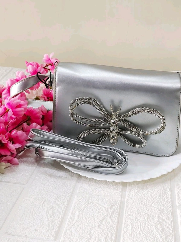 Stylish Party Butterfly Luxe Bag - Metallic Silver 
