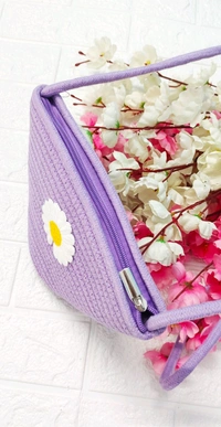 Lavender Jute Bucket Sling Bag 