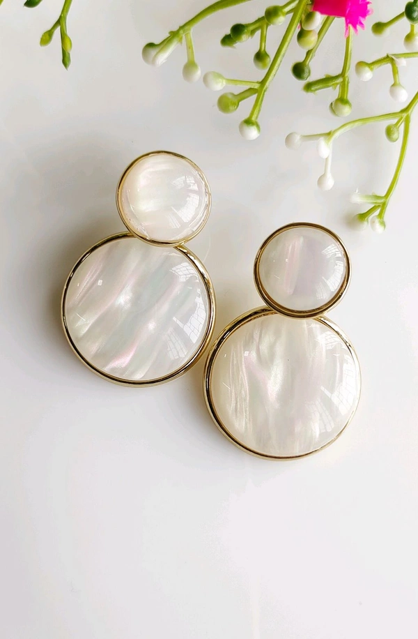 Premium Monalisa Holographic Earrings  - White