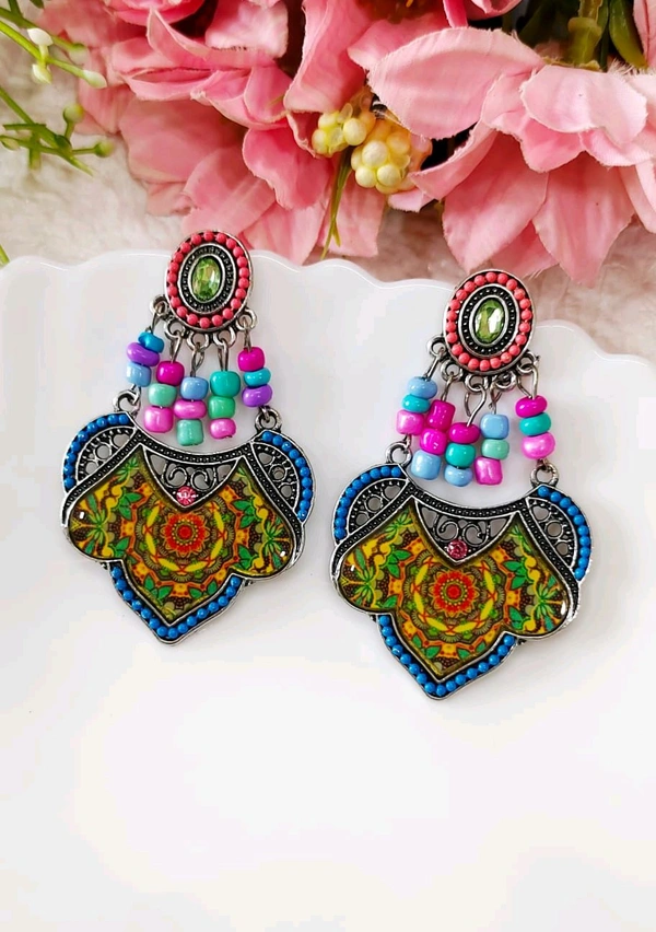 Quirky Ethnic Resin Danglers  - Multi