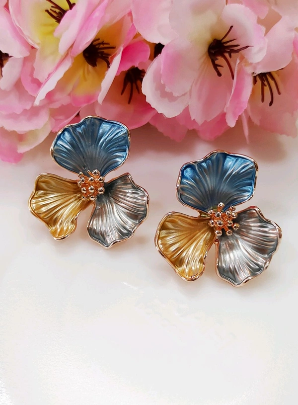 Quirky Floral Enameled Studs - Style4