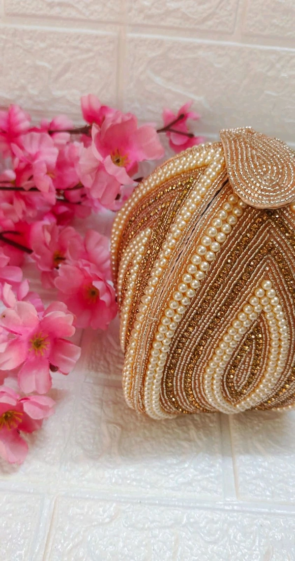 Premium Pearl Embellished Bridal Potli - Rosegold