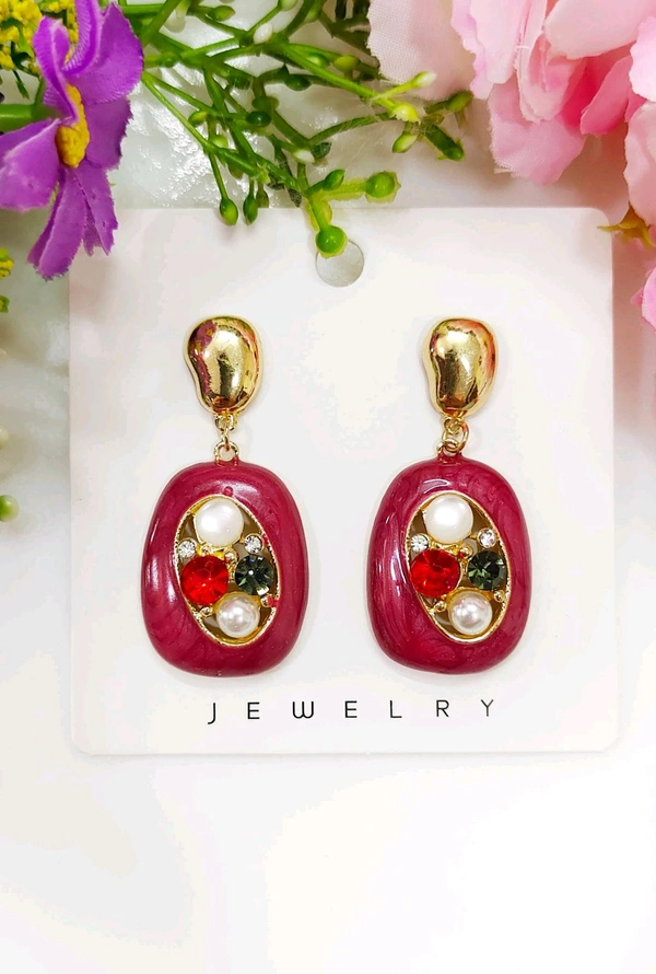 Antique Quirky Earrings  - Maroon