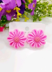 Flower Medium Size Studs - Green