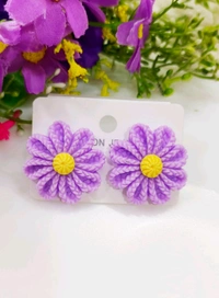 Flower Medium Size Studs - Green