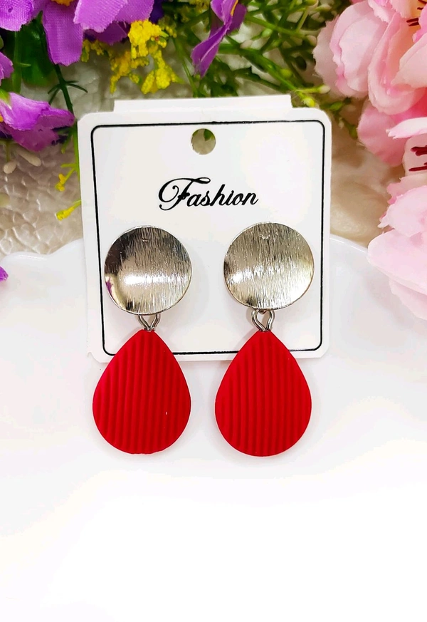 Stylish Silver Drops - Red
