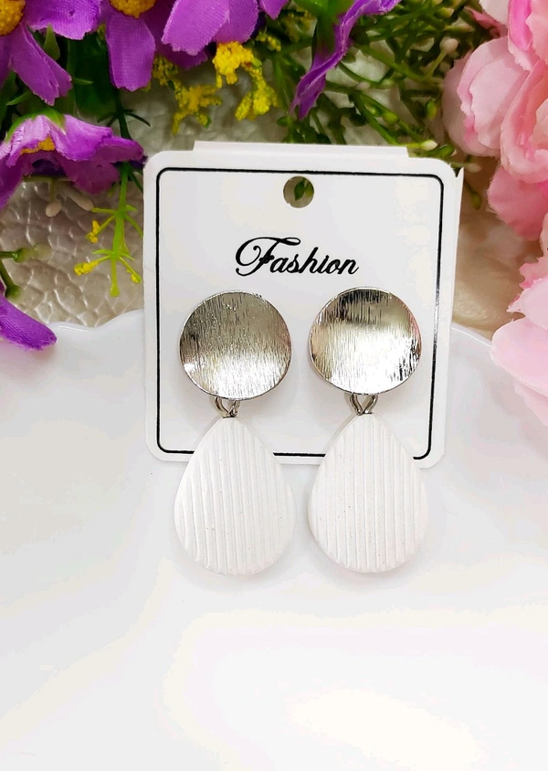 Stylish Silver Drops - White