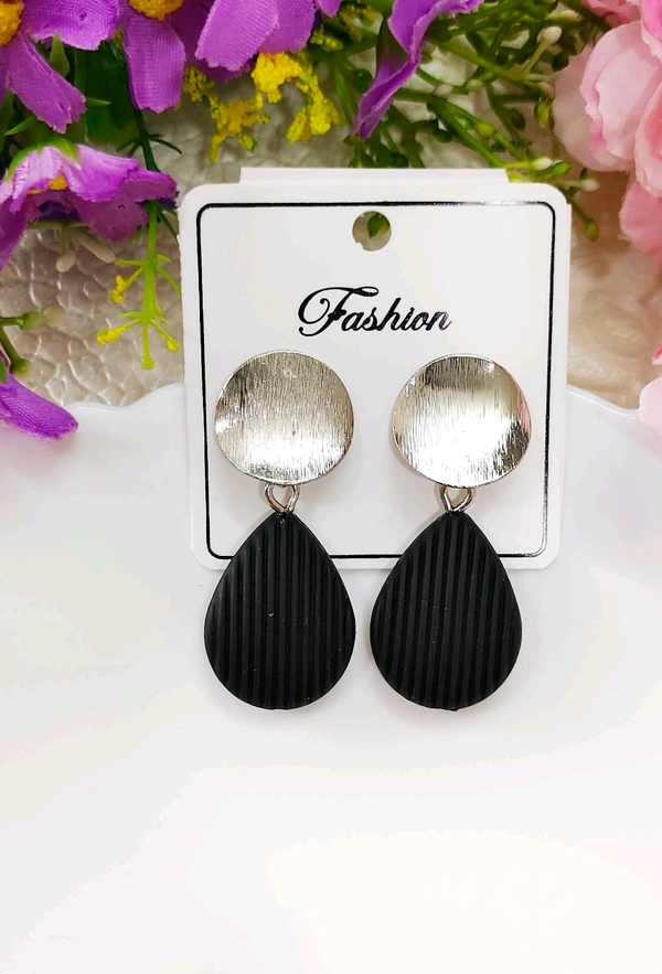 Stylish Silver Drops - Black