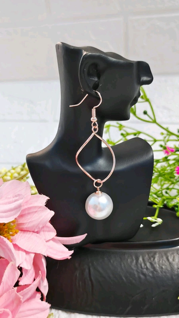 Unique Rosegold Pearl Earrings  - Style1