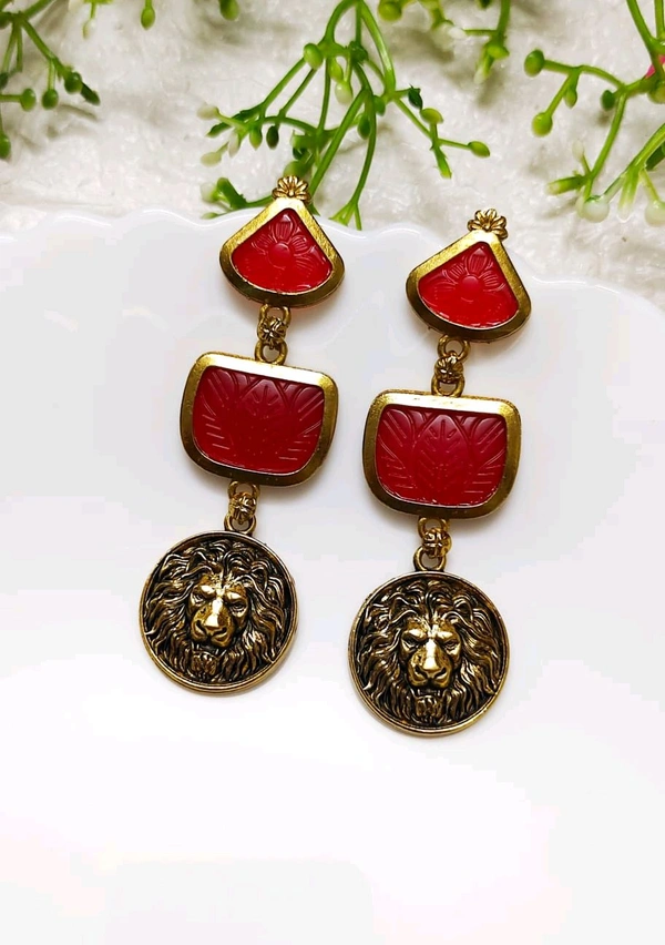 Antique Lion Danglers  - Style1