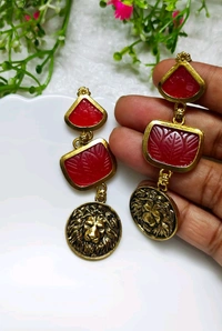Antique Lion Danglers  - Style1
