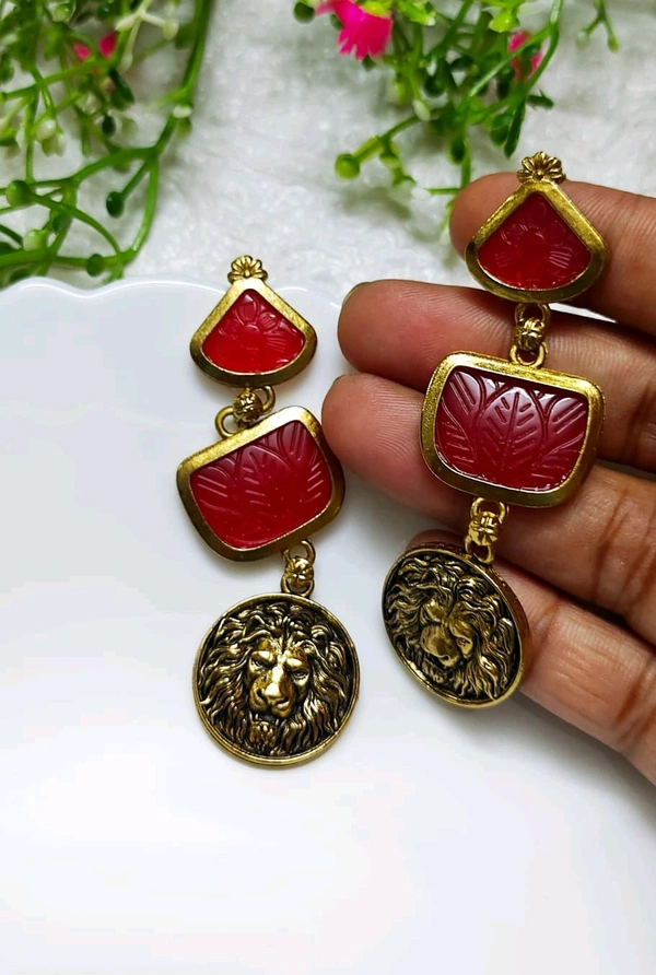 Antique Lion Danglers  - Style1
