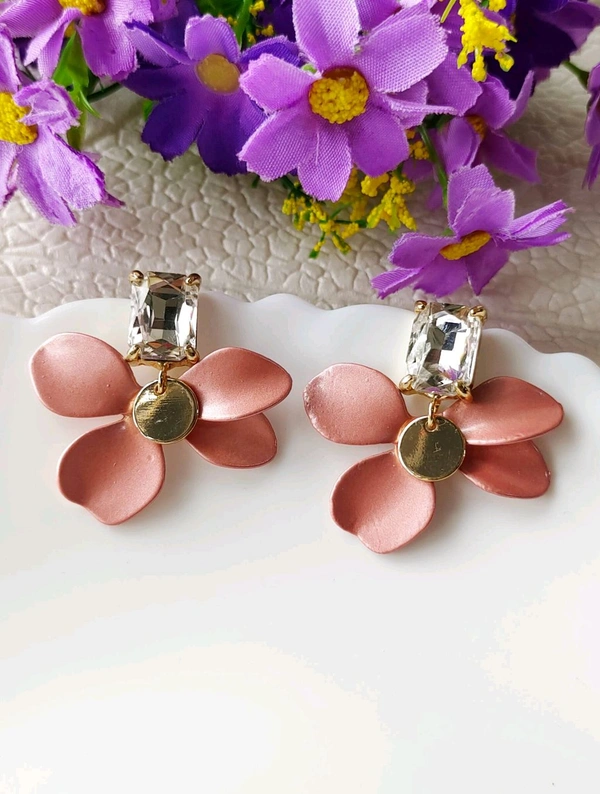 Quirky Floral Petals Earrings  - Pink