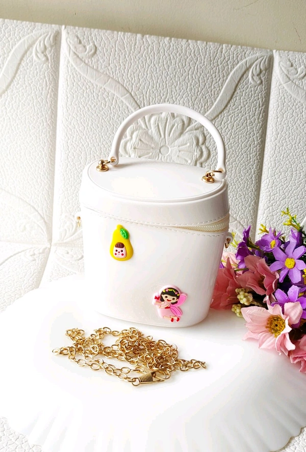 Cutest Round Miniature Kids Bags  - White