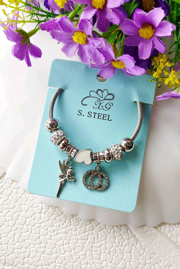 Adjustable Charms Kada Bracelet  - White