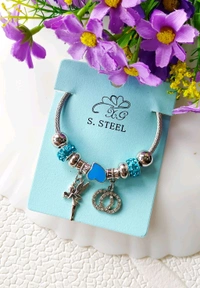 Adjustable Charms Kada Bracelet  - White