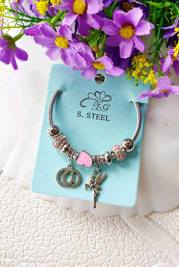 Adjustable Charms Kada Bracelet  - Pink