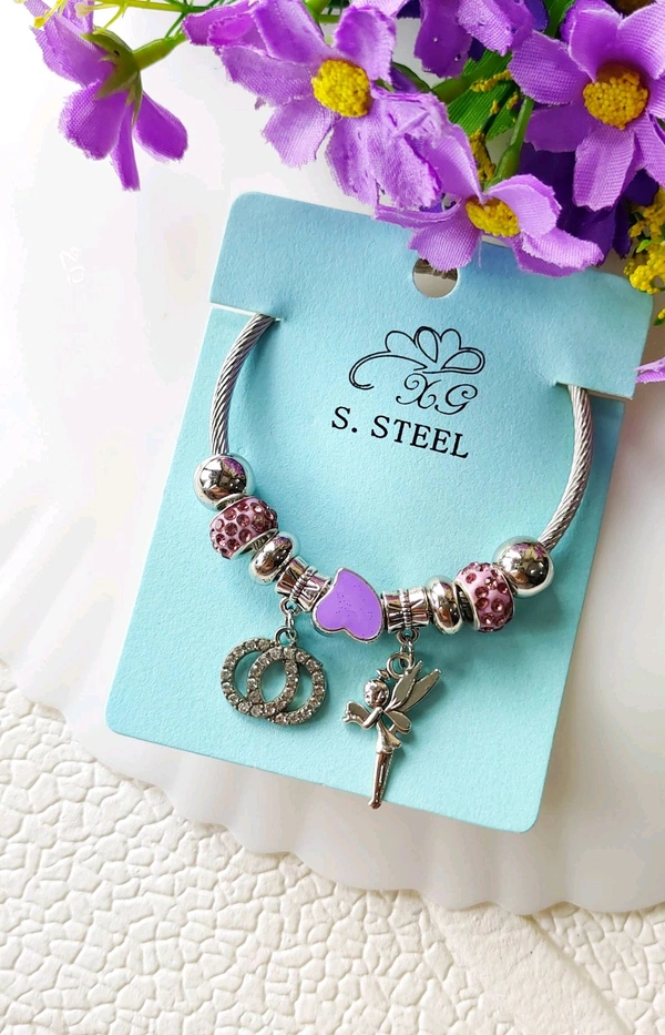 Adjustable Charms Kada Bracelet  - Lavender