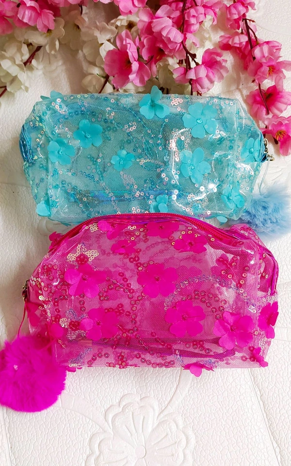Pretty Floral Vanity Pouches  - Pink
