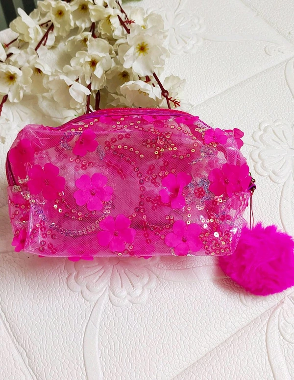 Pretty Floral Vanity Pouches  - Pink