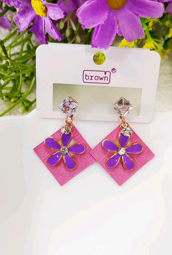 Unique Floral Earrings  - Pink