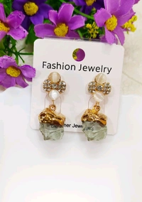 Quirky Crystal Earrings  - DarkGreen