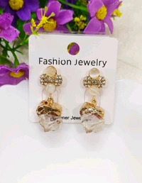 Quirky Crystal Earrings  - DarkGreen