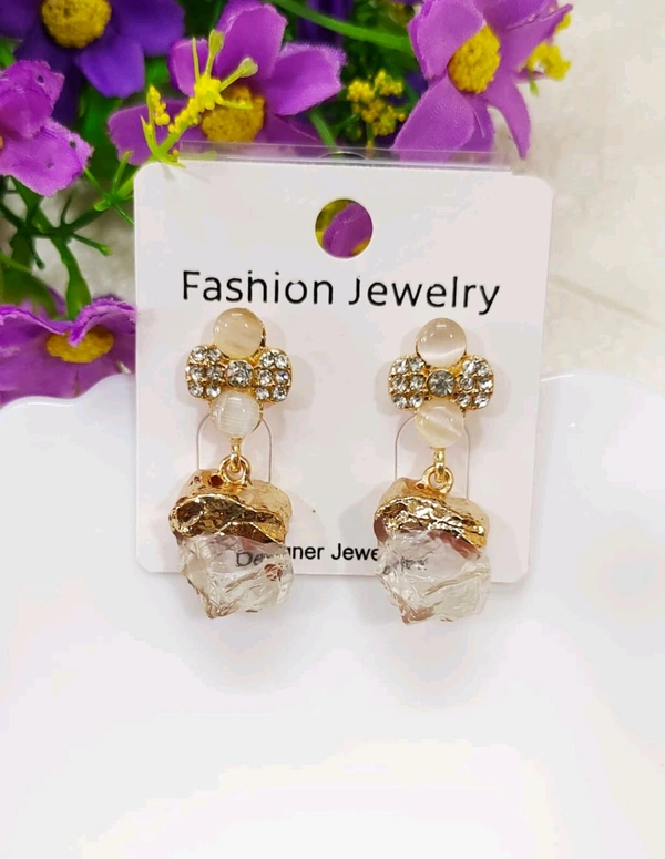 Quirky Crystal Earrings  - DarkGreen
