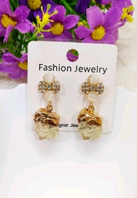 Quirky Crystal Earrings  - DarkGreen
