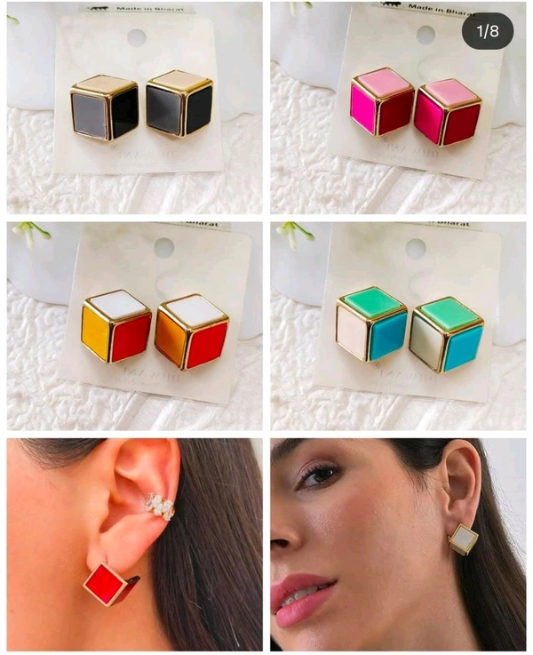 Unique Box Studs - Pink
