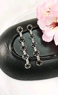 Stylish Silver Star Long Earrings  - Pink