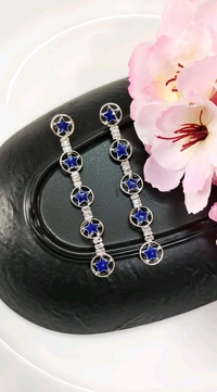 Stylish Silver Star Long Earrings  - Pink
