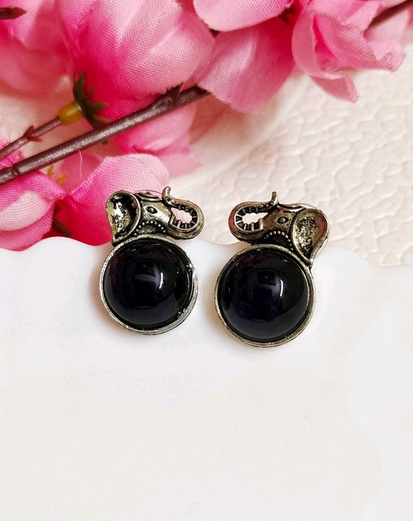 Oxidised Elephant Studs  - Red