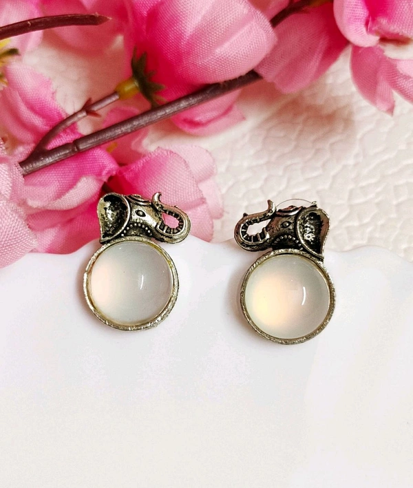 Oxidised Elephant Studs  - Red