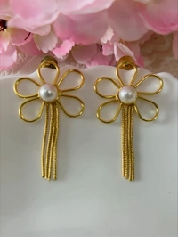 Gold Played Floral Brass Danglers