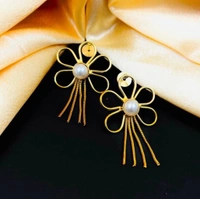 Gold Played Floral Brass Danglers